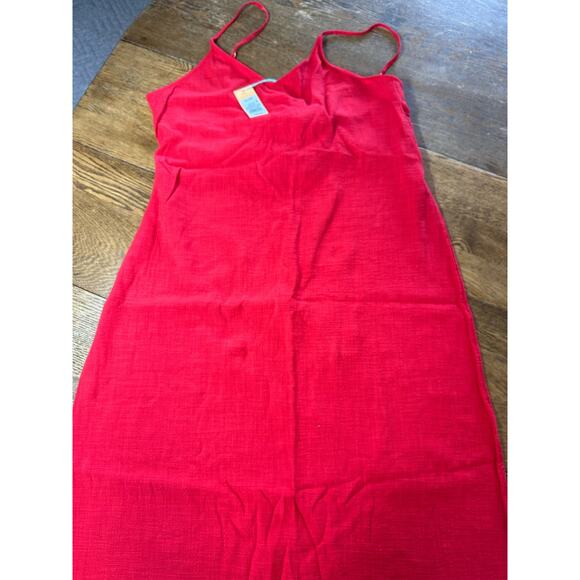 NWT! Kona Sol Red Krinkle Cotton Long Cover Up Tie Back Sz XL - Picture 1 of 9